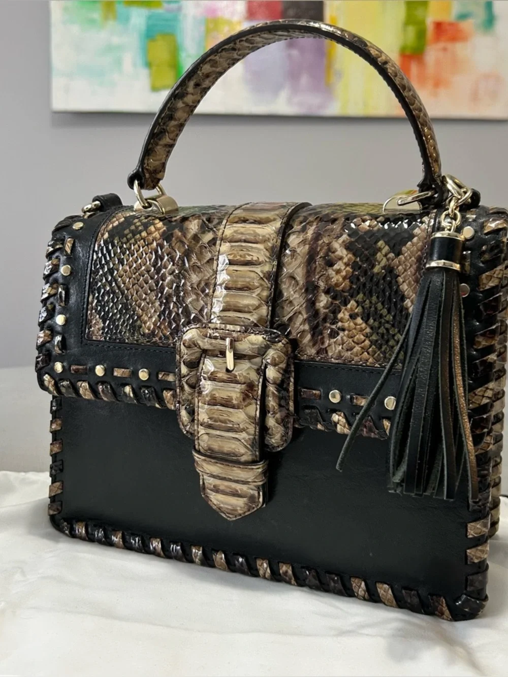 Brahmin Mini Francine Travertine Ballington Satchel Shoulder Crossbody Bag
